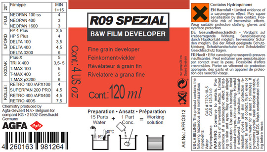 Svartvit filmframkallare R09 SPEZIAL 120ml