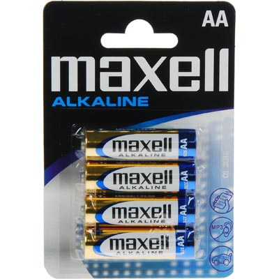 Maxell batterier, AA (LR06), Alkaline, 1,5V, 4-pack