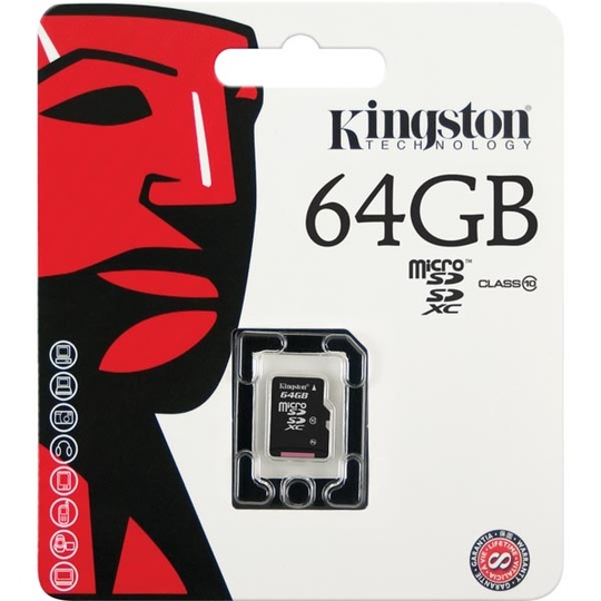 Kingston minneskort, microSDXC, 64GB, micro Secure Digital eXtended Capactiy, Class 10