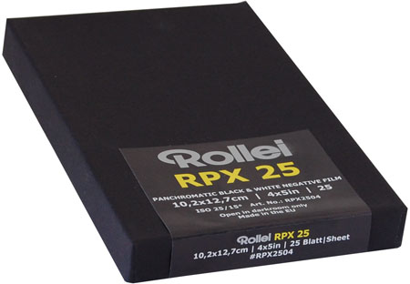 Rollei RPX 25 sheet film 10,2x12,7cm (4x5")/25 sheet
