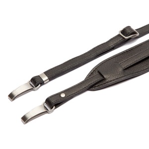 Leather Camera Strap for Folding Polaroid™ SX-70s and SLRs - Black with Neck Pad - SLUTSÅLD!