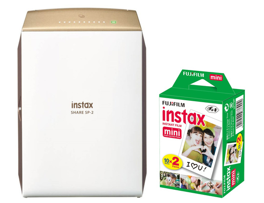 Fujifilm Instax SHARE SP-2 EX D guld Smartphone printer inkl. 20 Bilder