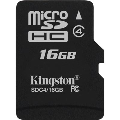 Kingston minneskort, microSDHC, 16GB, micro High-Capactiy, Class 4