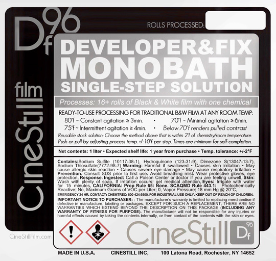 CINESTILL DF 96 Monobath - Framkallare & Fix - SLUTSÅLD!