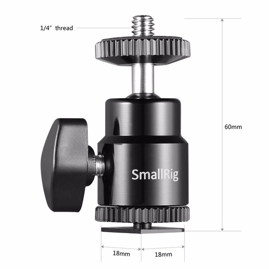 SMALLRIG 2059 Camera Cold Shoe-Kulled -1/4" Skruv (2-pack)